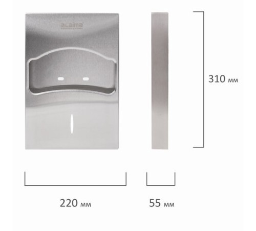 Диспенсер для покрытий на унитаз LAIMA PROFESSIONAL INOX, 1/4 сложения, нержавеющая сталь, матовый, 605704