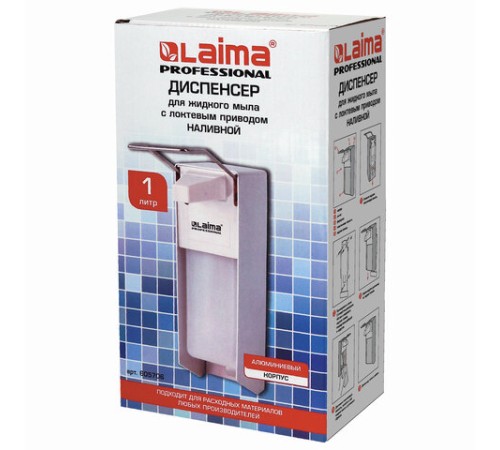 Дозатор локтевой для жидкого мыла и геля-антисептика, с еврофлаконом 1 л, LAIMA, металлический, 605706