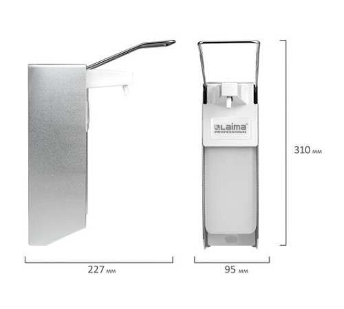 Дозатор локтевой для антисептика и дезинфицирующих средств, с еврофлаконом 1 л, LAIMA, металл, 605707