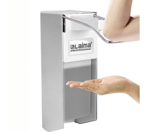 Дозатор локтевой для антисептика и дезинфицирующих средств, с еврофлаконом 1 л, LAIMA, металл, 605707
