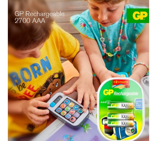 Батарейки аккумуляторные Ni-Mh мизинчиковые 6 шт. (ПРОМО 4+2) ААА (HR03) 930 mAh, GP, 100AAAHC4/2-2CR6 Батарейки аккумуляторные Ni-Mh мизинчиковые 6 шт. (ПРОМО 4+2) ААА (HR03) 930 mAh, GP, 100AAAHC4/2-2CR6