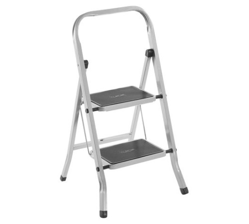 Стремянка стальная КЛАСС ПЛЮС, 2 ШИРОКИЕ СТУПЕНИ 20х30 см, верхняя площадка 45 см, до 120 кг, 123302