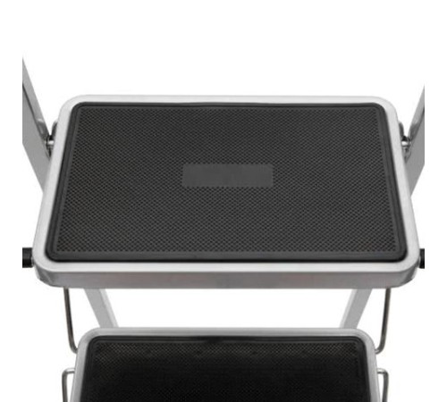 Стремянка стальная КЛАСС ПЛЮС, 2 ШИРОКИЕ СТУПЕНИ 20х30 см, верхняя площадка 45 см, до 120 кг, 123302