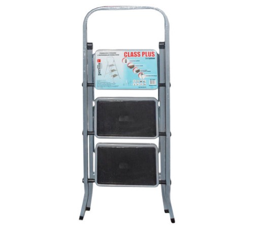 Стремянка стальная КЛАСС ПЛЮС, 3 ШИРОКИЕ СТУПЕНИ 20х30 см, верхняя площадка 69 см, до 120 кг, 123303