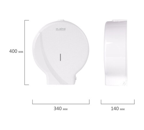 Диспенсер для туалетной бумаги LAIMA PROFESSIONAL ORIGINAL (Система T1), БОЛЬШОЙ, белый, ABS-пластик, 605768