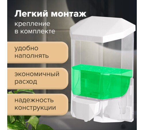 Дозатор для жидкого мыла LAIMA PROFESSIONAL ORIGINAL, НАЛИВНОЙ, 0,5 л, прозрачный, 605772