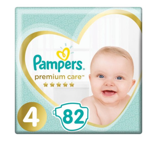 Подгузники 82 шт. PAMPERS (Памперс) Premium Care, размер 4 (9-14 кг), 1210801