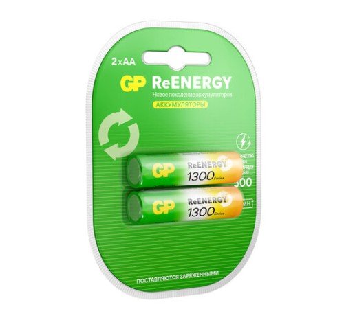 Батарейки аккумуляторные GP ReEnergy Ni-Mh пальчиковые КОМПЛЕКТ 2 шт., AA (HR6), 1300 mAh, 130AAHCRGY, 130AAHCRGY-2CRC Батарейки аккумуляторные GP ReEnergy Ni-Mh пальчиковые КОМПЛЕКТ 2 шт., AA (HR6), 1300 mAh, 130AAHCRGY, 130AAHCRGY-2CRC