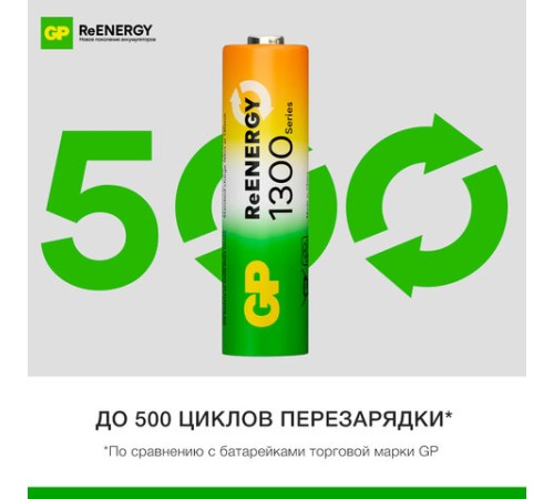 Батарейки аккумуляторные GP ReEnergy Ni-Mh пальчиковые КОМПЛЕКТ 2 шт., AA (HR6), 1300 mAh, 130AAHCRGY, 130AAHCRGY-2CRC Батарейки аккумуляторные GP ReEnergy Ni-Mh пальчиковые КОМПЛЕКТ 2 шт., AA (HR6), 1300 mAh, 130AAHCRGY, 130AAHCRGY-2CRC