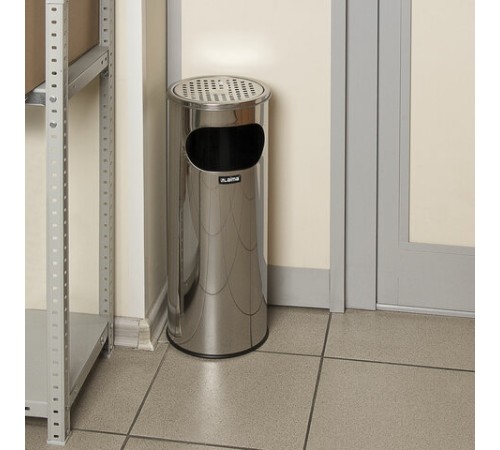 Урна с пепельницей 18 литров, 580х210 мм, нержавеющая сталь, зеркальная, LAIMA PROFESSIONAL, 606297