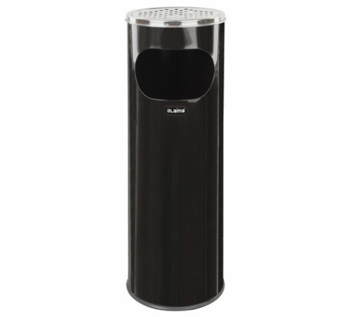 Урна с пепельницей 18 литров, 580х210 мм, нержавеющая сталь, черная, LAIMA PROFESSIONAL, 606298