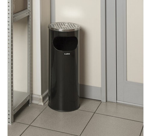 Урна с пепельницей 18 литров, 580х210 мм, нержавеющая сталь, черная, LAIMA PROFESSIONAL, 606298