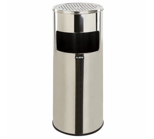 Урна с пепельницей 27 литров, 600х250 мм, нержавеющая сталь, зеркальная, LAIMA PROFESSIONAL, 606299