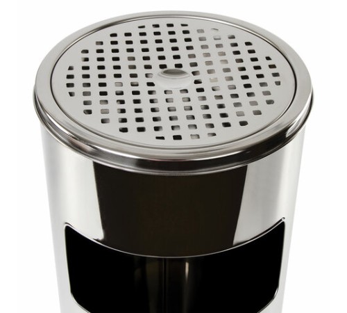 Урна с пепельницей 27 литров, 600х250 мм, нержавеющая сталь, зеркальная, LAIMA PROFESSIONAL, 606299