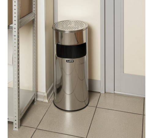 Урна с пепельницей 27 литров, 600х250 мм, нержавеющая сталь, зеркальная, LAIMA PROFESSIONAL, 606299