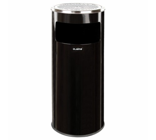 Урна с пепельницей 27 литров, 600х250 мм, нержавеющая сталь, черная, LAIMA PROFESSIONAL, 606300