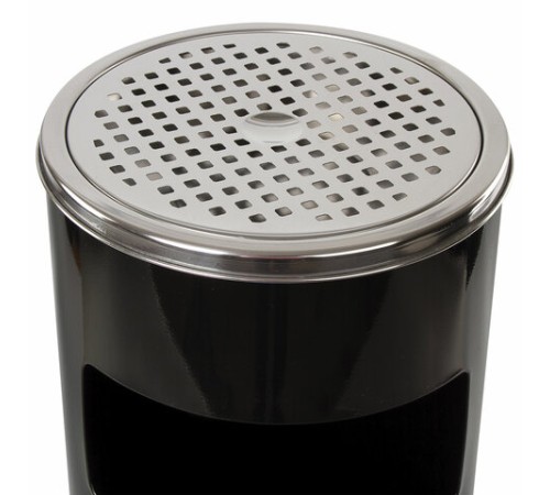 Урна с пепельницей 27 литров, 600х250 мм, нержавеющая сталь, черная, LAIMA PROFESSIONAL, 606300