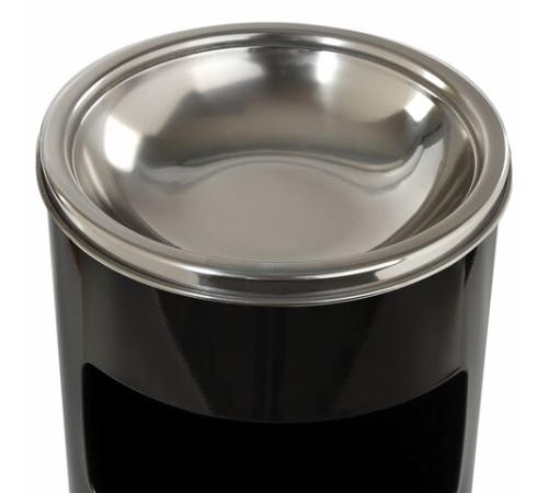 Урна с пепельницей 27 литров, 600х250 мм, нержавеющая сталь, черная, LAIMA PROFESSIONAL, 606300