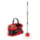Швабра с отжимом и ведром 19л/9л на колесах и ручкой для перевозки, отжим центрифуга, 2 круглые насадки, черно-красный, LAIMA, 606303, M029B