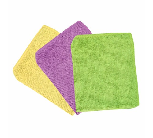 Салфетки из МИКРОФИБРЫ универсальные 30х30 см, КОМПЛЕКТ 3 шт., ассорти, 180 г/м2, ЛЮБАША ЭКОНОМ, 606306