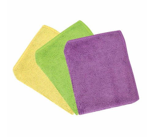 Салфетки из МИКРОФИБРЫ универсальные 30х30 см, КОМПЛЕКТ 3 шт., ассорти, 220 г/м2, ЛЮБАША ПЛЮС, 606307