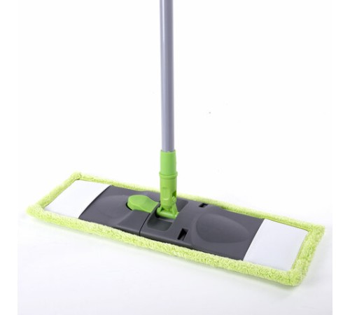 Швабра с флаундером 40 см, черенок 110 см, еврорезьба, насадка МОП микрофибра, индивидуальная упаковка пакет, ЛЮБАША, 606312