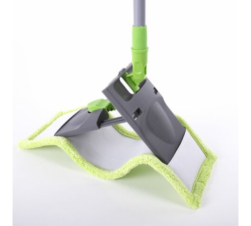 Швабра с флаундером 40 см, черенок 110 см, еврорезьба, насадка МОП микрофибра, индивидуальная упаковка пакет, ЛЮБАША, 606312