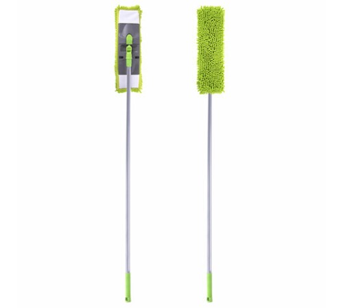 Швабра с флаундером 40 см, черенок 110 см евро, насадка МОП микрофибра СИНЕЛЬ, индивидуальная упаковка пакет, ЛЮБАША, 606313
