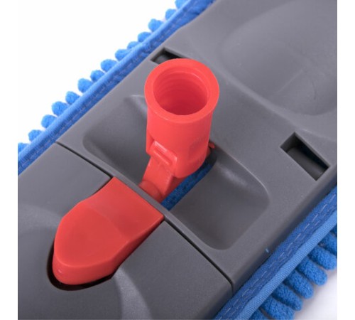 Швабра с флаундером 40 см, черенок 80-120 см, еврорезьба, насадка МОП микрофибра СИНЕЛЬ, индивидуальная упаковка пакет, LAIMA, 606314