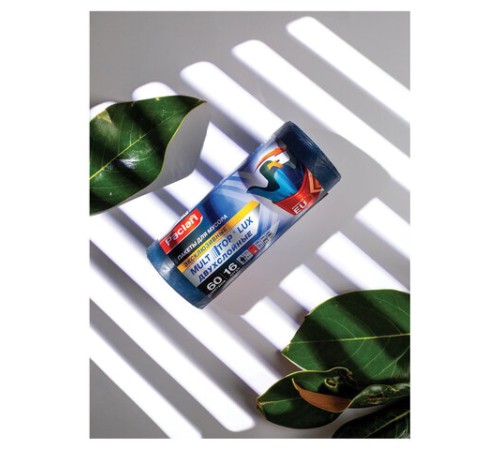 Мешки для мусора 60 л, с ушками, синие, рулон 16 шт., ПВД, 30 мкм, 60х75 см, PACLAN 