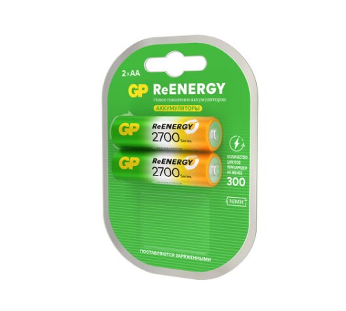 Батарейки аккумуляторные GP ReEnergy Ni-Mh пальчиковые КОМПЛЕКТ 2 шт., АА (HR6), 2600 mAh, 270AAHCRGY, 270AAHCRGY-2CR Батарейки аккумуляторные GP ReEnergy Ni-Mh пальчиковые КОМПЛЕКТ 2 шт., АА (HR6), 2600 mAh, 270AAHCRGY, 270AAHCRGY-2CR
