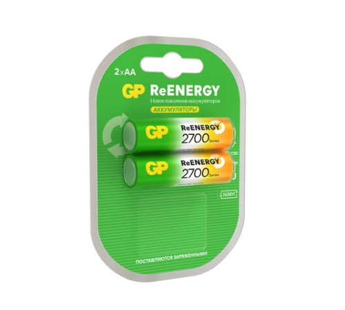 Батарейки аккумуляторные GP ReEnergy Ni-Mh пальчиковые КОМПЛЕКТ 2 шт., АА (HR6), 2600 mAh, 270AAHCRGY, 270AAHCRGY-2CR Батарейки аккумуляторные GP ReEnergy Ni-Mh пальчиковые КОМПЛЕКТ 2 шт., АА (HR6), 2600 mAh, 270AAHCRGY, 270AAHCRGY-2CR