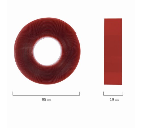 Монтажная прозрачная суперпрочная двухсторонняя лента 19 мм х 5 м, акриловая, 1 мм, BRAUBERG, 606424