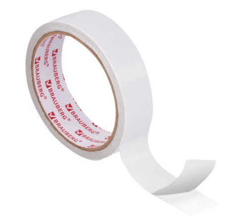 Клейкая двухсторонняя лента 25 мм х 8 м, ПОЛИПРОПИЛЕНОВАЯ ОСНОВА, 90 микрон, BRAUBERG, 606425