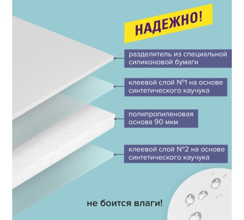 Клейкая двухсторонняя лента 38 мм х 25 м, ПОЛИПРОПИЛЕНОВАЯ ОСНОВА, 90 микрон, BRAUBERG, 606426