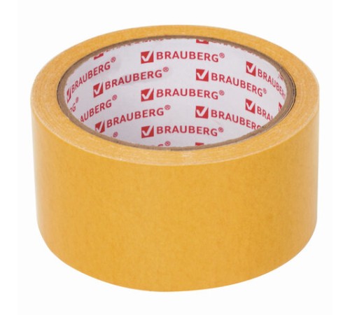Клейкая двухсторонняя лента 50 мм х 10 м, ТКАНЕВАЯ ОСНОВА, BRAUBERG, 606427