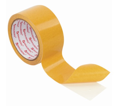 Клейкая двухсторонняя лента 50 мм х 10 м, ТКАНЕВАЯ ОСНОВА, BRAUBERG, 606427