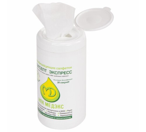 Дезинфицирующие салфетки влажные 80 шт., АЛЬТСЕПТ ЭКСПРЕСС, для обработки рук и поверхностей