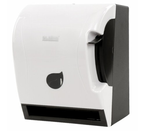 Диспенсер для полотенец в рулонах LAIMA PROFESSIONAL ECO (H1), механический, с рычагом, белый, ABS-пластик, 606549