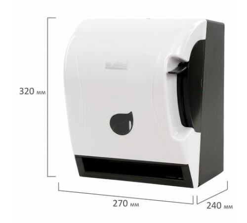 Диспенсер для полотенец в рулонах LAIMA PROFESSIONAL ECO (H1), механический, с рычагом, белый, ABS-пластик, 606549