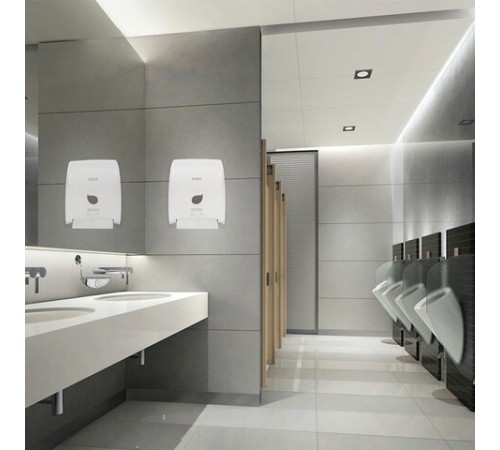 Диспенсер для полотенец в рулонах LAIMA PROFESSIONAL ECO (Система H1), механический, белый, ABS-пластик, 606550