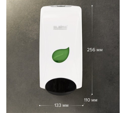 Дозатор для жидкого мыла LAIMA PROFESSIONAL ECO, НАЛИВНОЙ, 1 л, белый, ABS-пластик, 606551