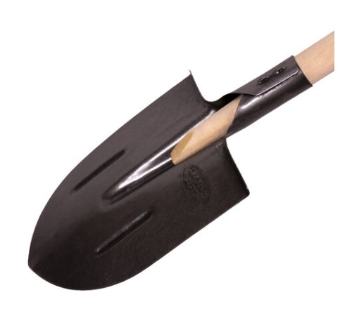 Лопата штыковая из рельсовой стали ГРАНДМАСТЕР, 21х36 см, высота 130 см, деревянный черенок, 606553