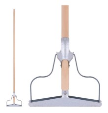 Швабра для пола с металлическим зажимом, деревянный черенок 120 см, рабочая часть 20 см, ШВА 094