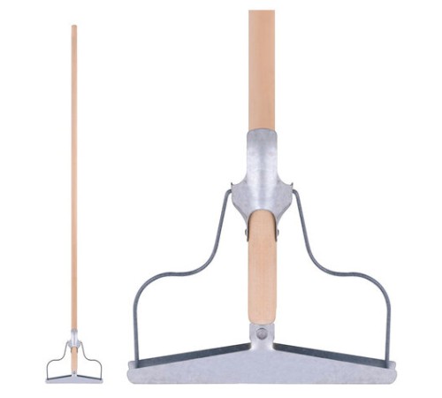 Швабра для пола с металлическим зажимом, деревянный черенок 120 см, рабочая часть 20 см, ШВА 094