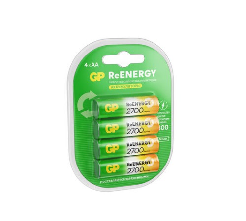 Батарейки аккумуляторные GP ReEnergy Ni-Mh пальчиковые КОМПЛЕКТ 4 шт., АА (HR6), 2600mAh, 270AAHCRGY, 270AAHCRGY-2CRC Батарейки аккумуляторные GP ReEnergy Ni-Mh пальчиковые КОМПЛЕКТ 4 шт., АА (HR6), 2600mAh, 270AAHCRGY, 270AAHCRGY-2CRC
