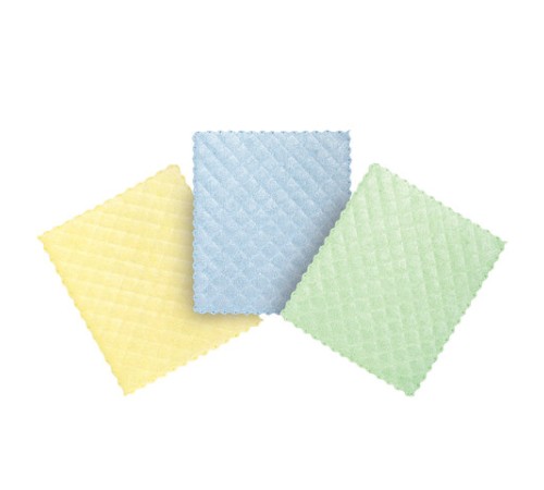 Салфетки из МИКРОФИБРЫ ГУБЧАТЫЕ 17х20 см, КОМПЛЕКТ 3 шт., 3 слоя, ассорти, 440 г/м2, LAIMA, 606657