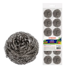 Губки (мочалки) металлические, спиральные, 12х15 г, КОМПЛЕКТ 12 шт., для посуды, гриля, плиты, LAIMA, 606658