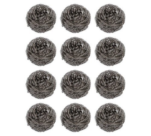 Губки (мочалки) металлические, спиральные, 12х15 г, КОМПЛЕКТ 12 шт., для посуды, гриля, плиты, LAIMA, 606658