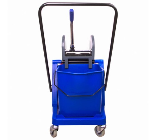 Тележка уборочная BRABIX, 2 съемных ведра 23 л, механический отжим, пластиковый каркас, 606659